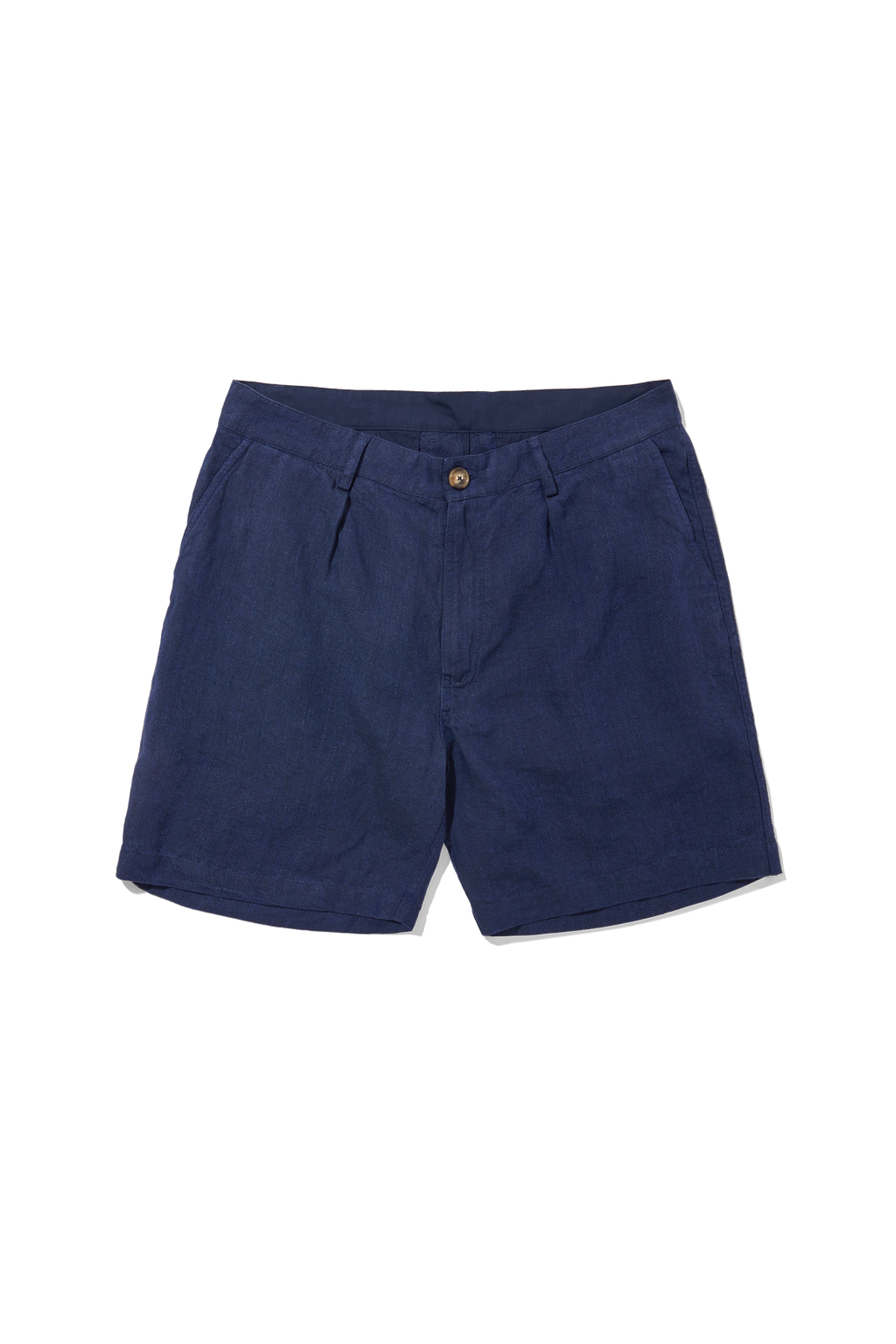 Linen Single Pleated Shorts Blue Indigo