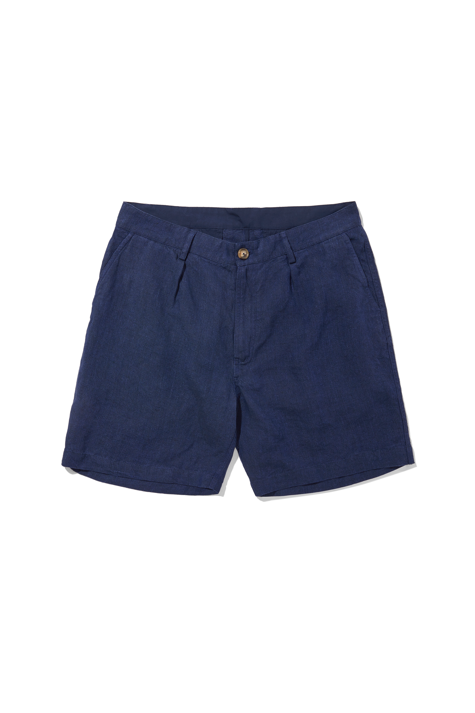 Linen Single Pleated Shorts Blue Indigo
