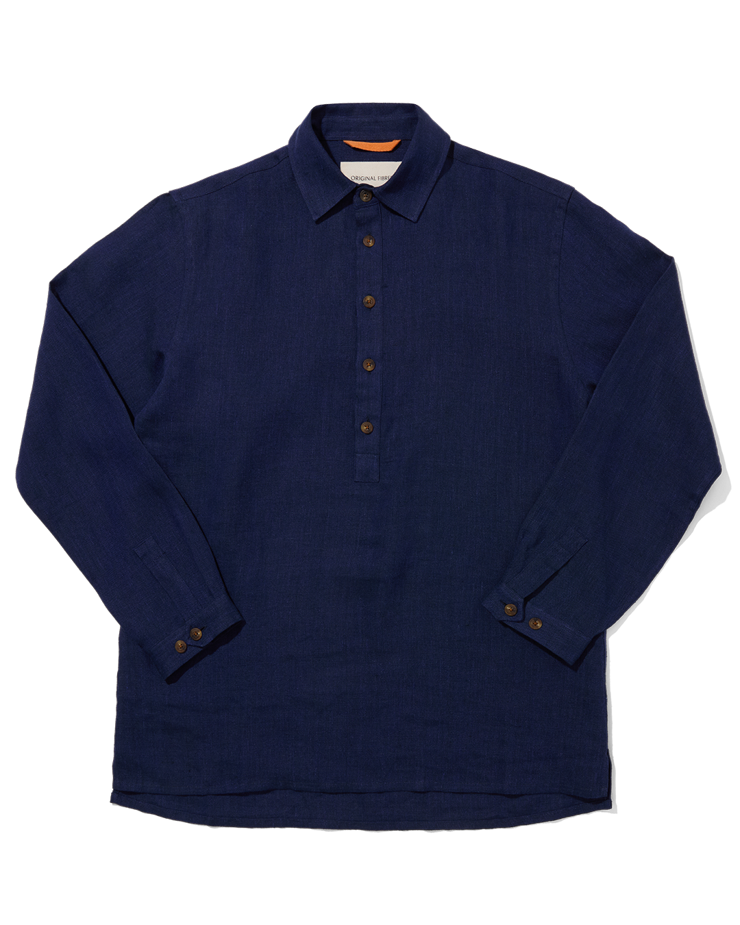 Heavy Linen Long Sleeve Smock Navy Yarn-Dye