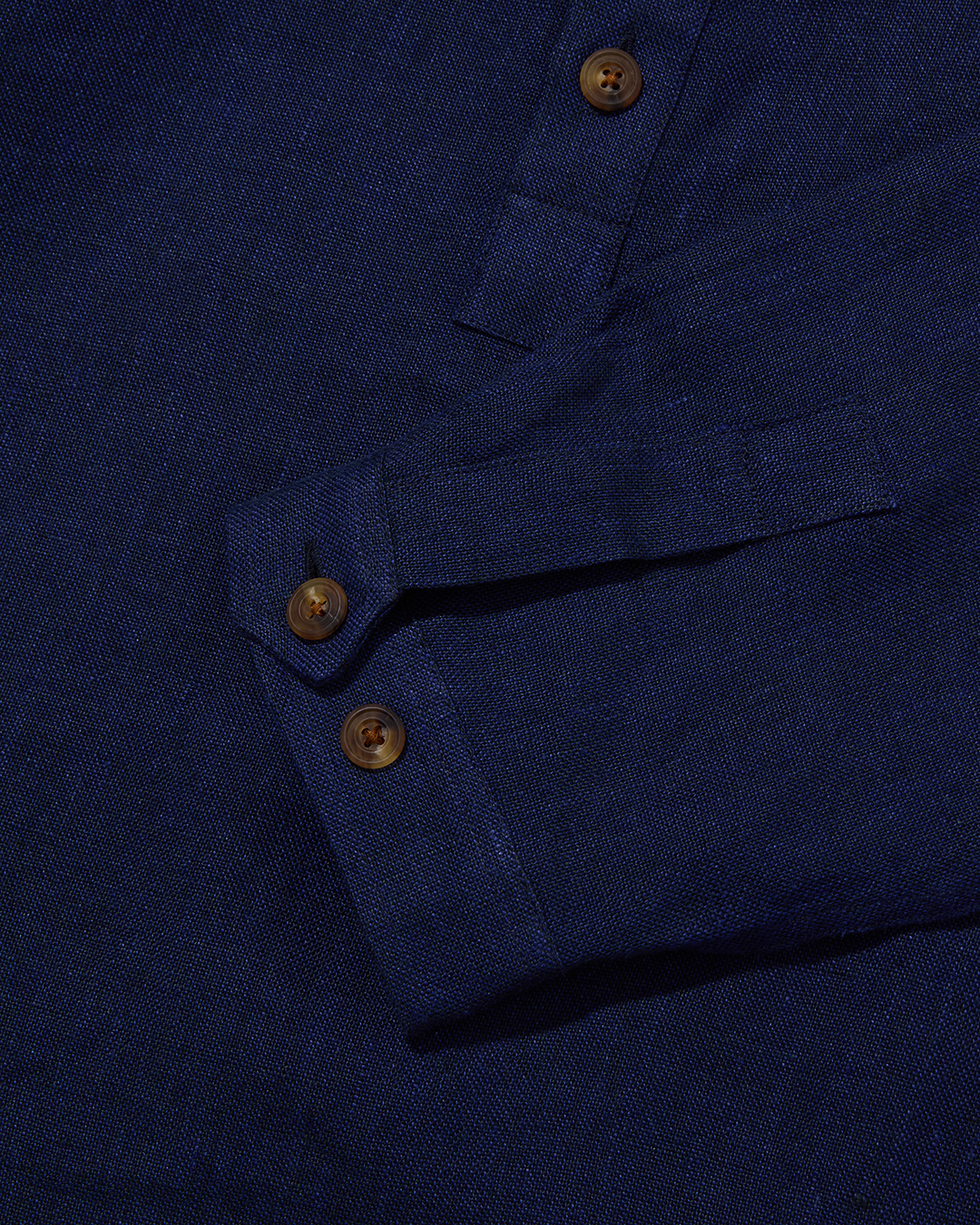 Heavy Linen Long Sleeve Smock Navy Yarn-Dye