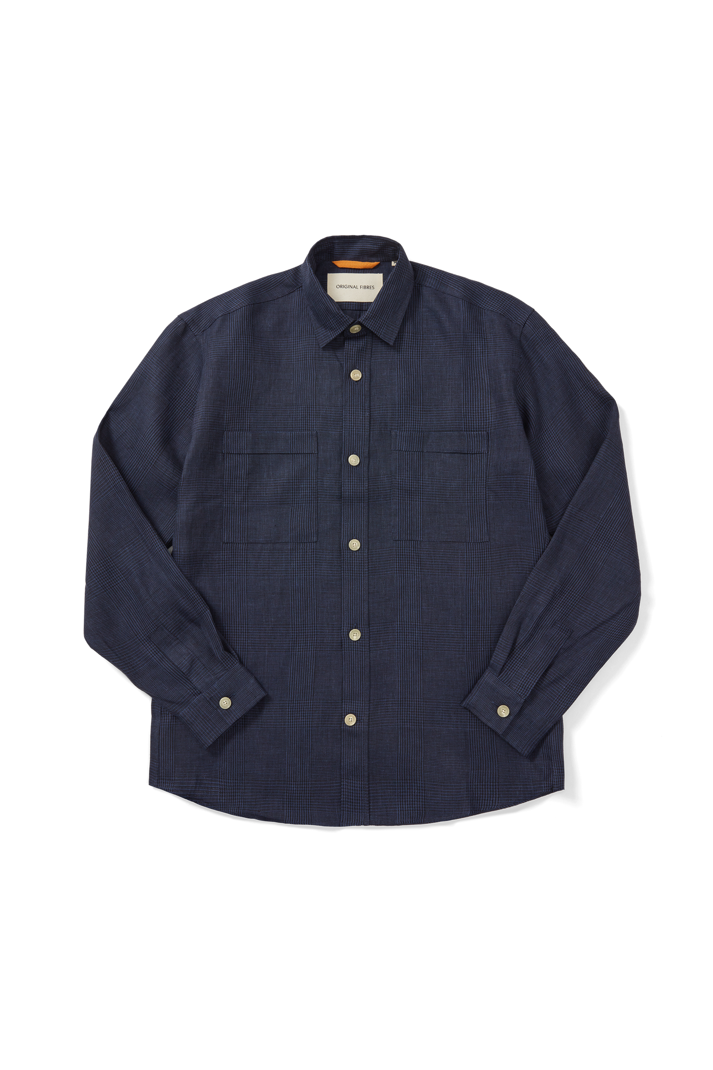 Heavy Linen Utility Overshirt Houndstooth Check