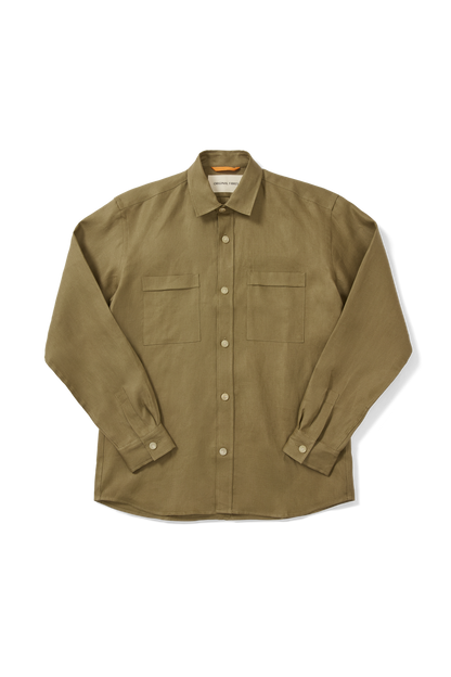 Long Sleeve Utility Overshirt Khaki