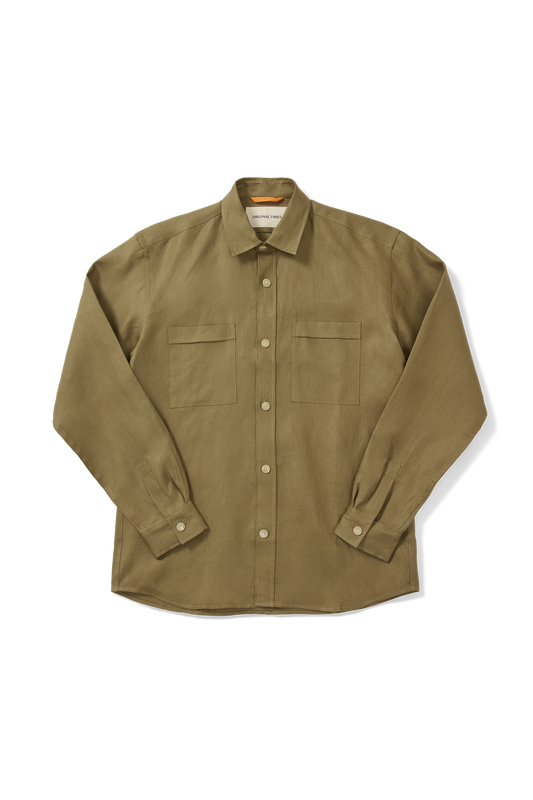 Long Sleeve Utility Overshirt Khaki