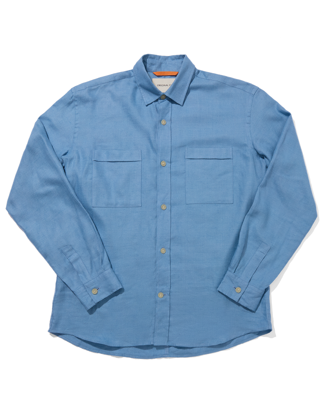 Heavy Linen Utility Overshirt Brushed Blue
