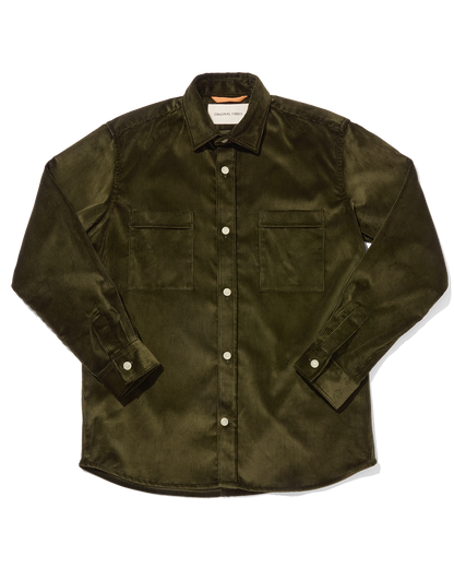 Heavy Corduroy Utility Overshirt Dark Olive
