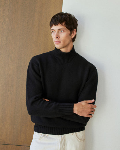 Super Geelong Mock Neck Melange Black