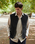 Wool Gilet Charcoal Herringbone