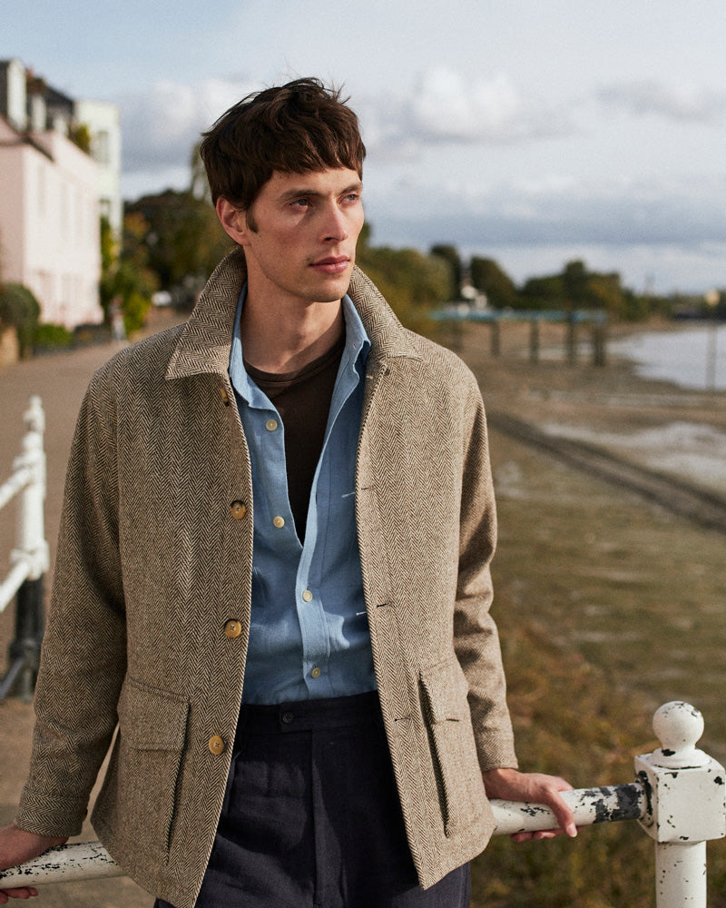 Wool Field Jacket Burnt Herringbone