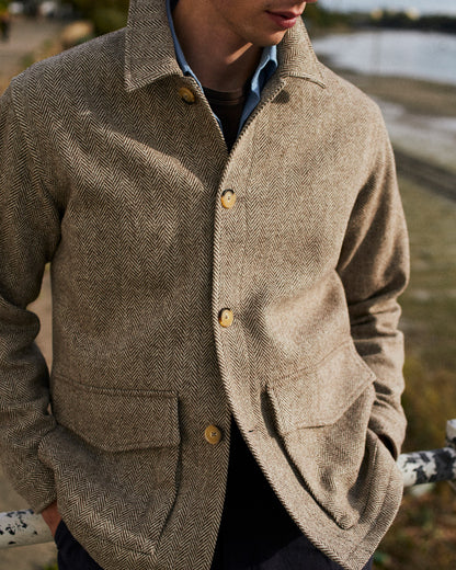 Wool Field Jacket Burnt Herringbone