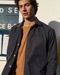 Cotton/Silk Utility Overshirt Noil Denim