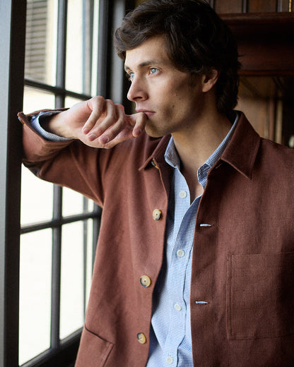 Midweight Linen Railway Jacket Cinnamon