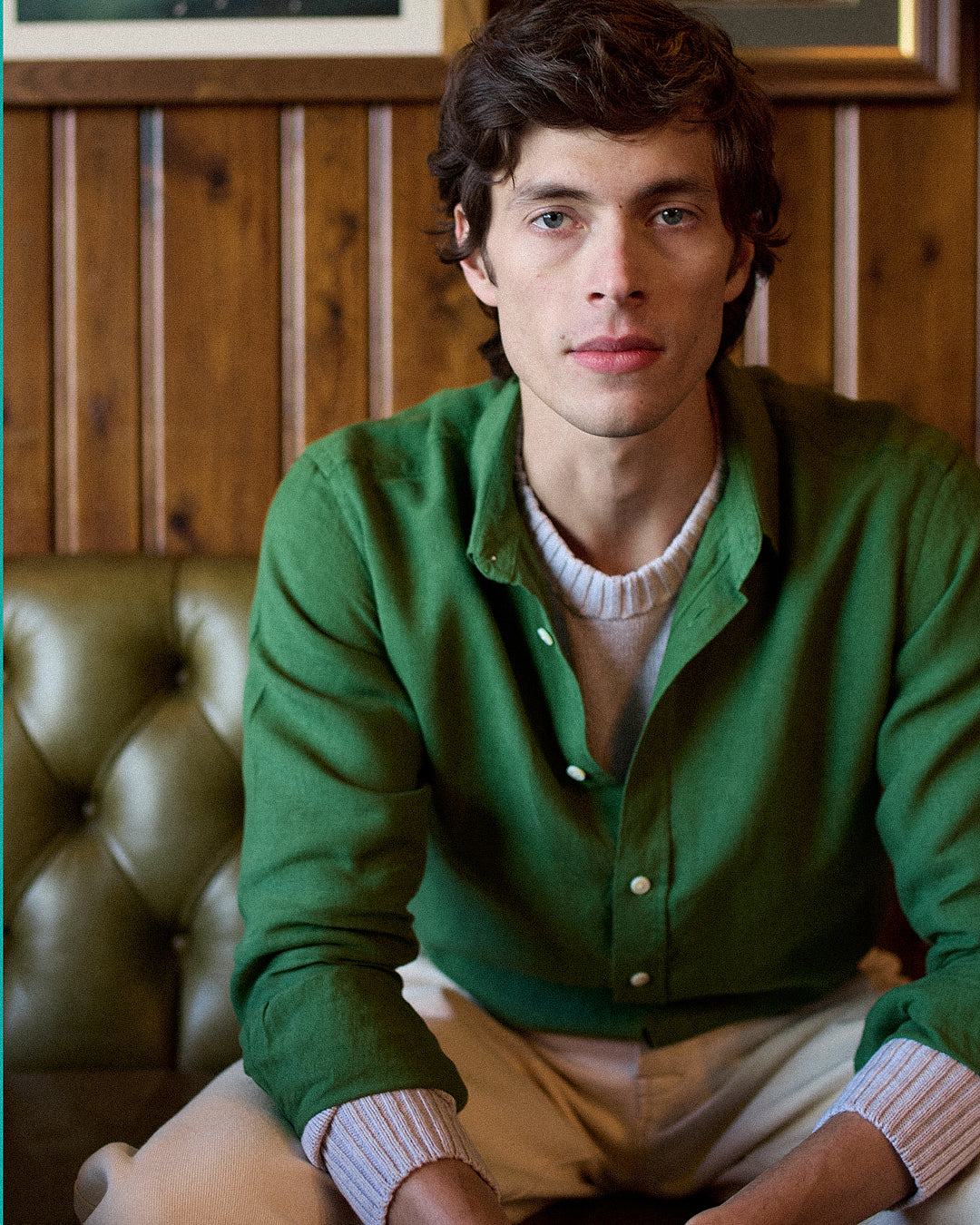 Midweight Linen Signature Shirt Grass Green
