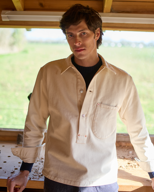 Organic Denim Cowboy Smock Ecru