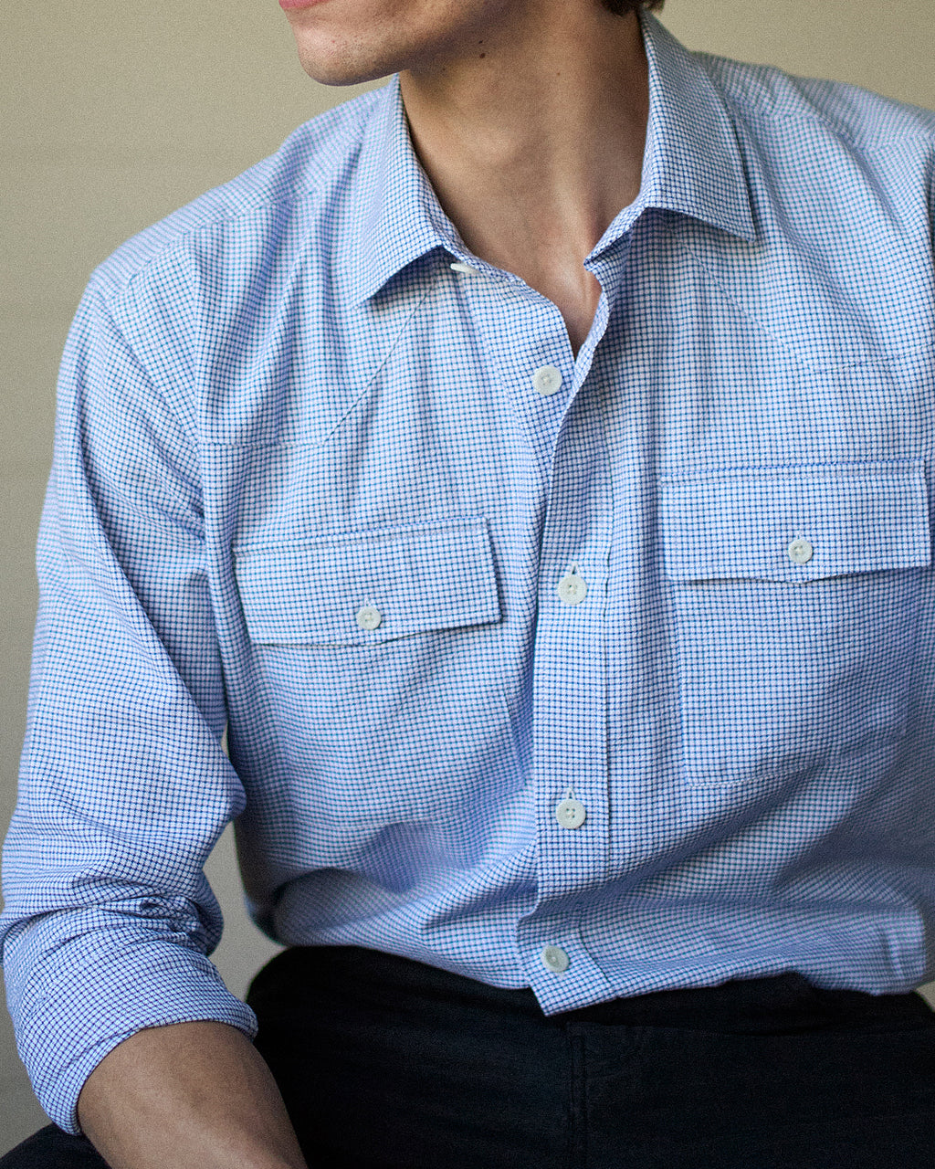 Western Shirt Classic Blue Pin Check