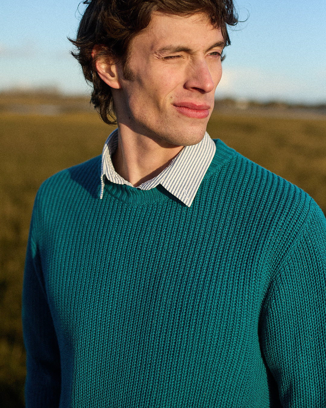 Cotton Fishermans Jumper Deep Teal