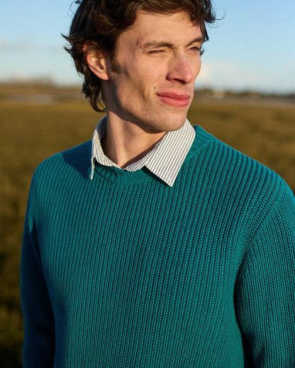 Cotton Fishermans Jumper Deep Teal