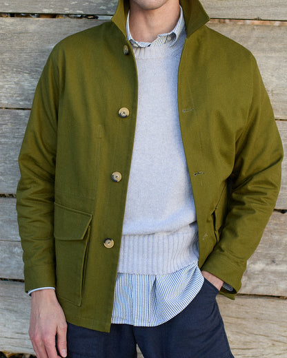 Cotton Canvas Field Jacket Army Green