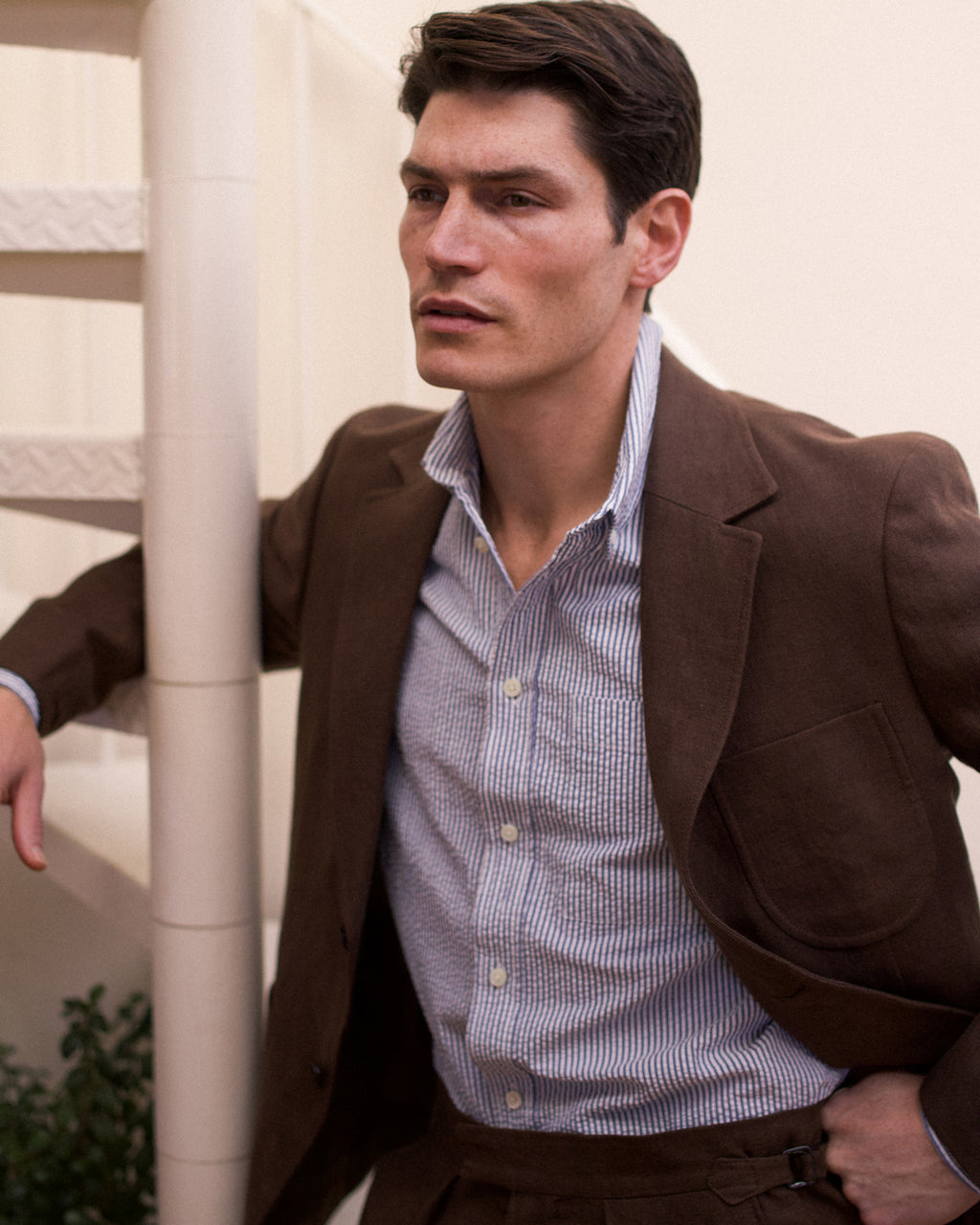 Laundered Linen Suit Tobacco Brown