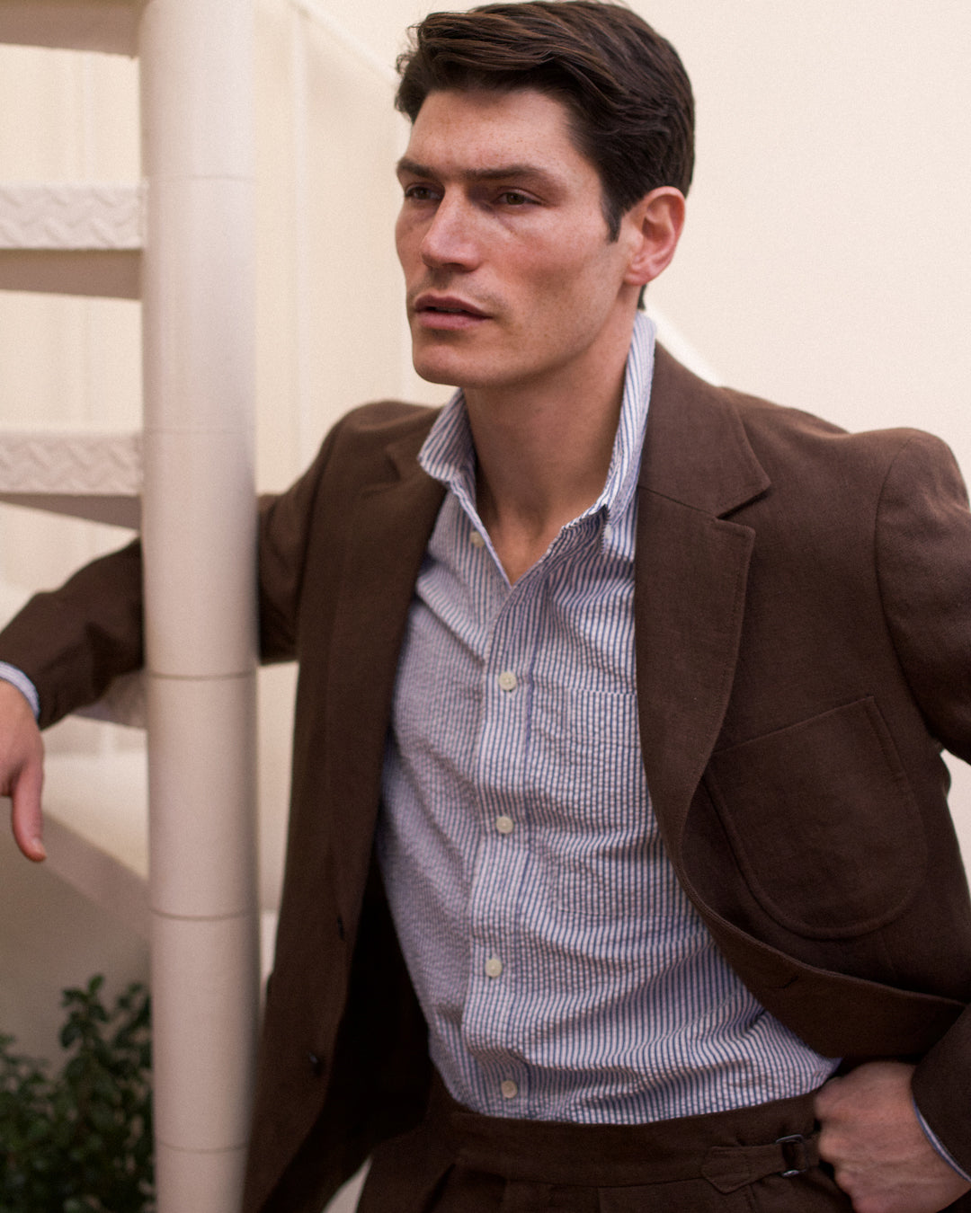 Laundered Linen Suit Tobacco Brown
