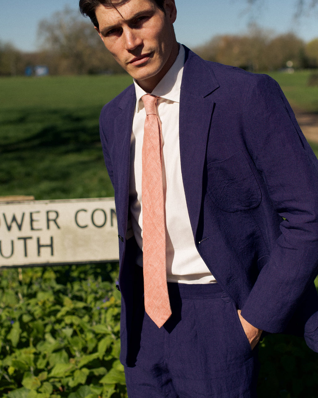 Laundered Linen Suit Navy Blue