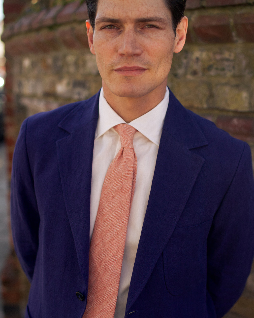 Laundered Linen Suit Navy Blue