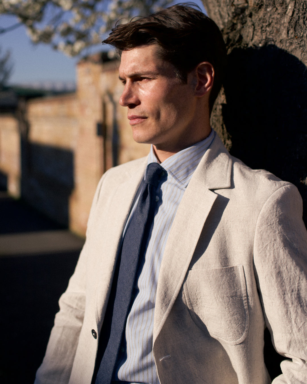 Laundered Linen Suit Jacket Oatmeal
