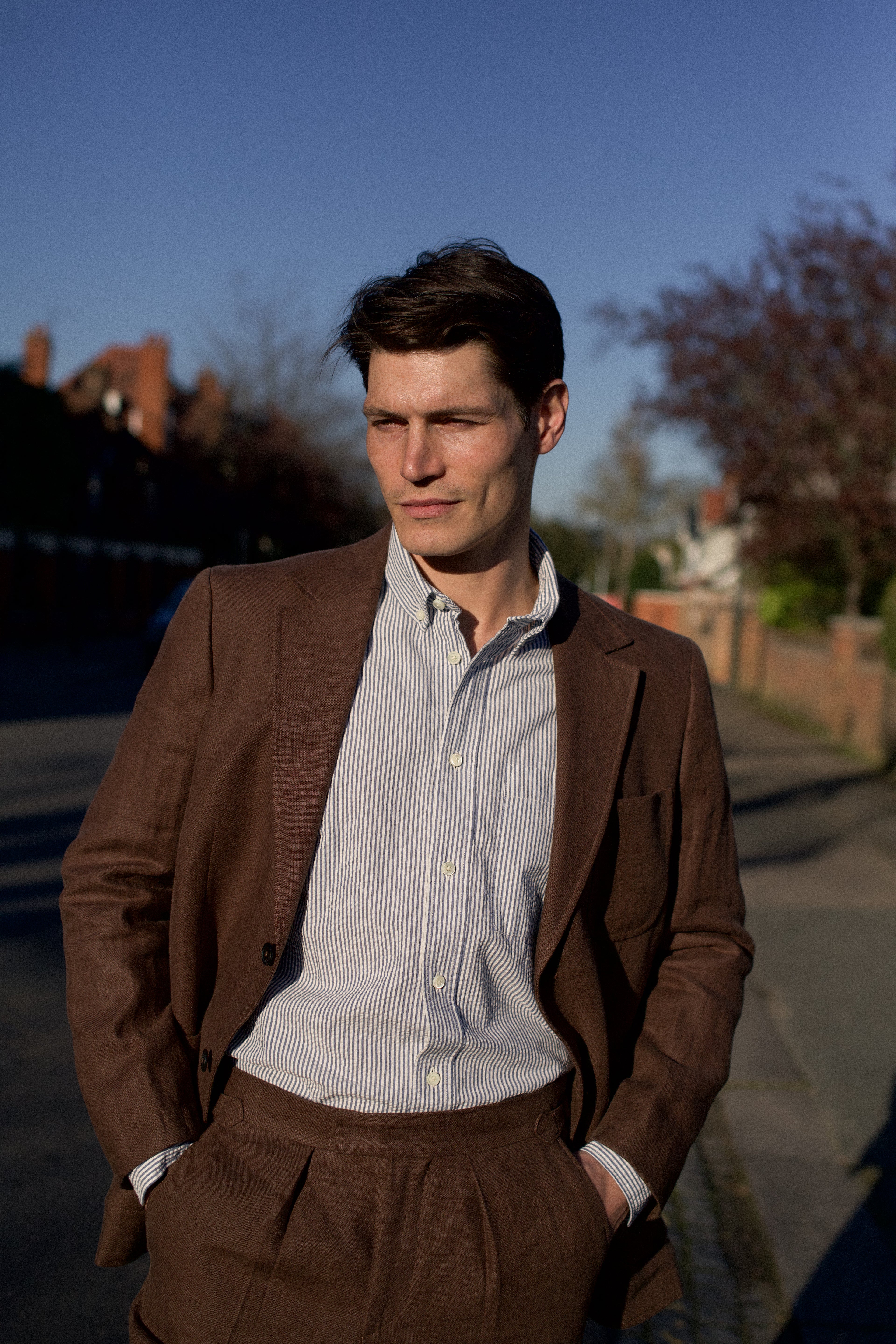 Laundered Linen Suit Tobacco Brown
