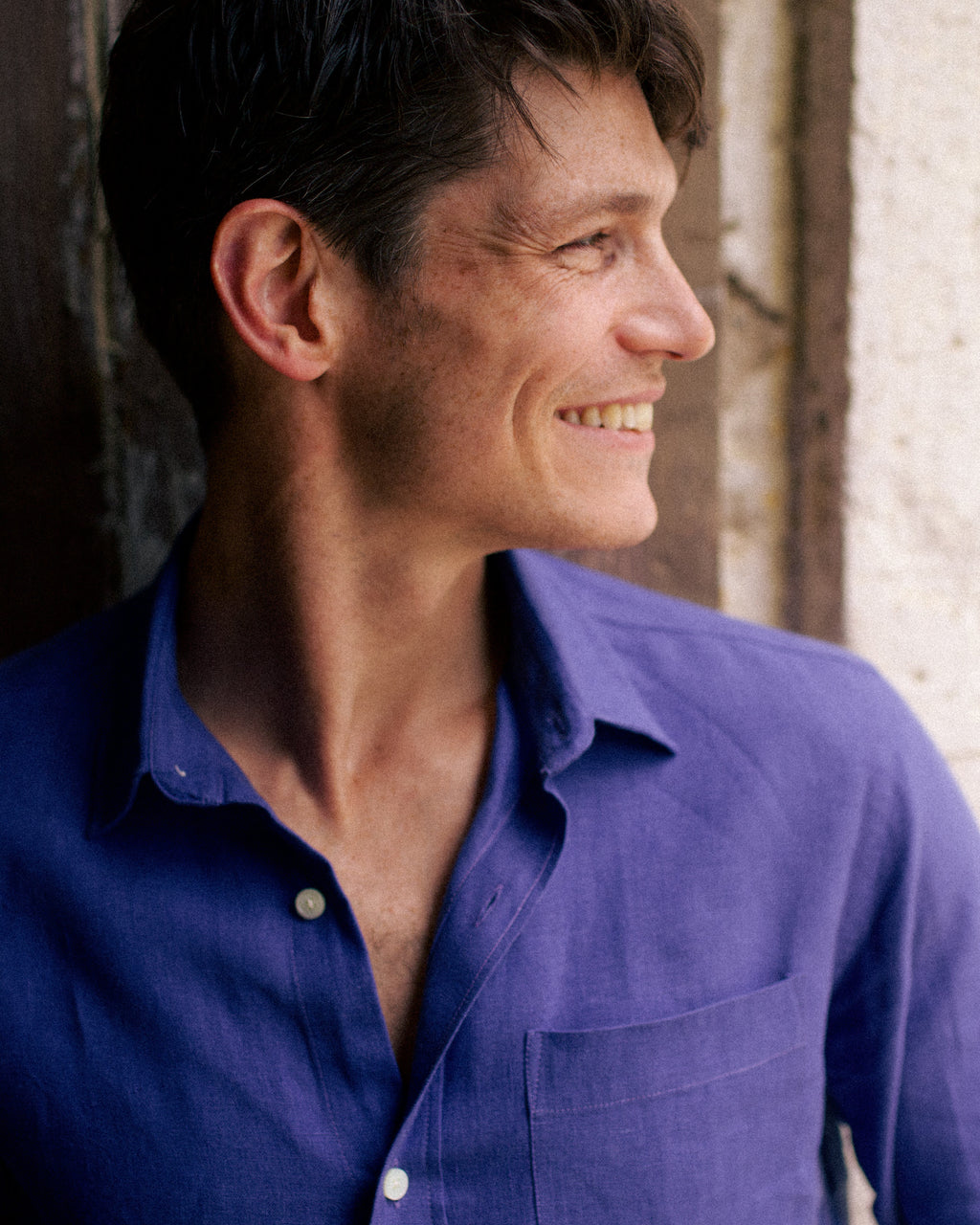 Linen Signature Shirt Klein Blue