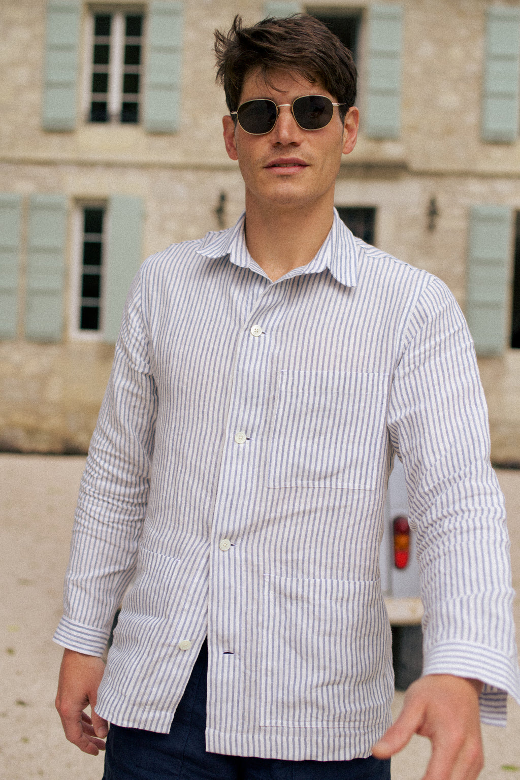Linen Beach Jacket Ocean Stripe