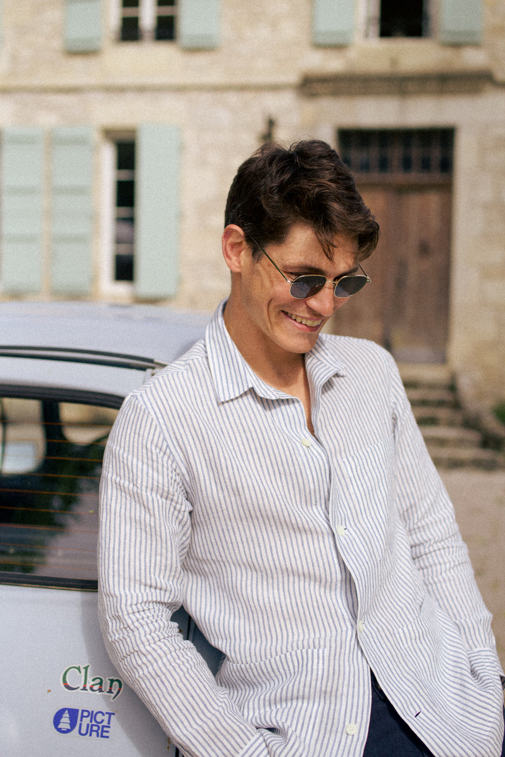 Linen Beach Jacket Ocean Stripe