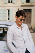 Linen Beach Jacket Ocean Stripe