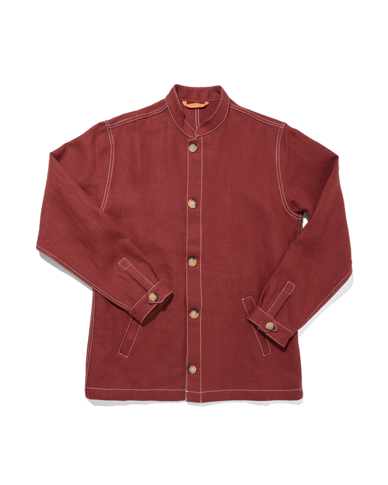 Midweight Linen Travel Jacket Crimson