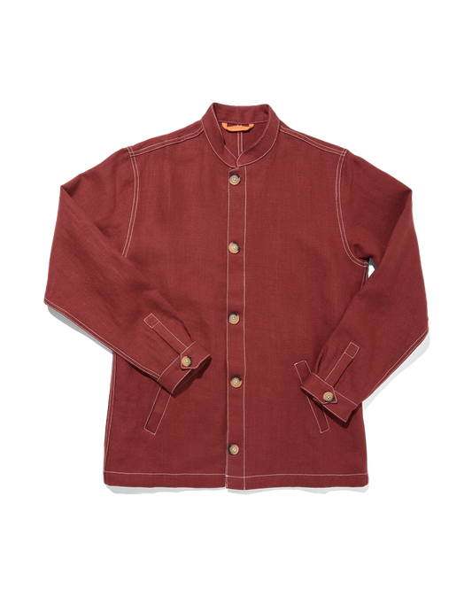 Midweight Linen Travel Jacket Crimson