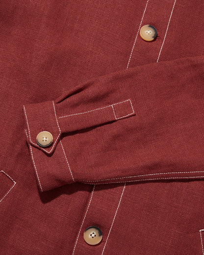 Midweight Linen Travel Jacket Crimson