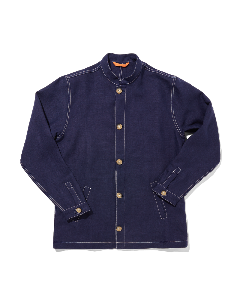 Midweight Linen Travel Jacket Night Blue