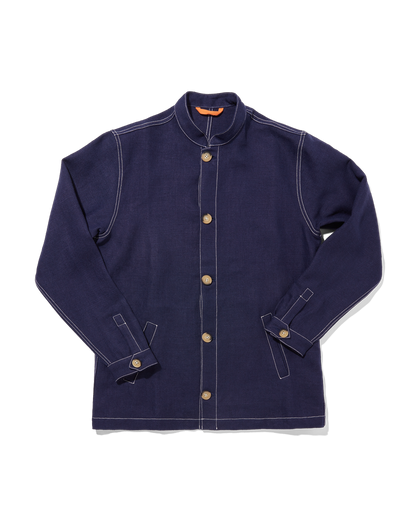 Midweight Linen Travel Jacket Night Blue