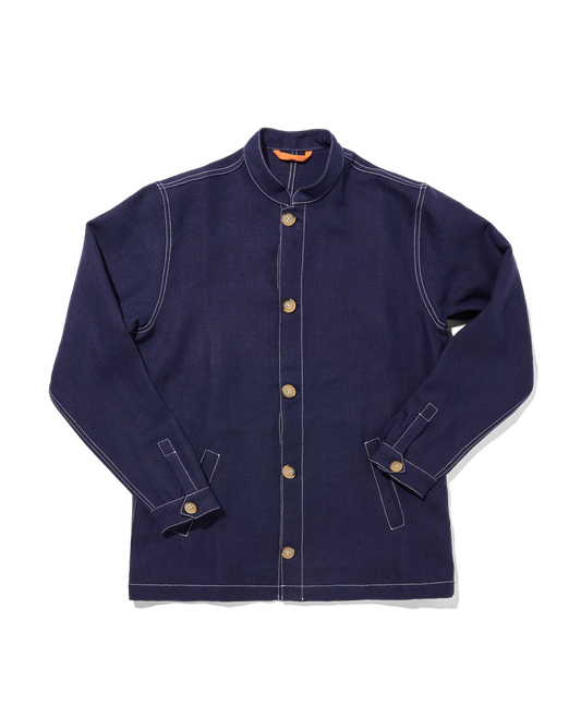 Midweight Linen Travel Jacket Night Blue