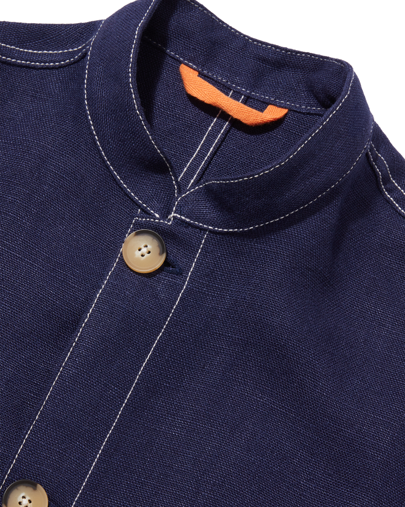 Midweight Linen Travel Jacket Night Blue