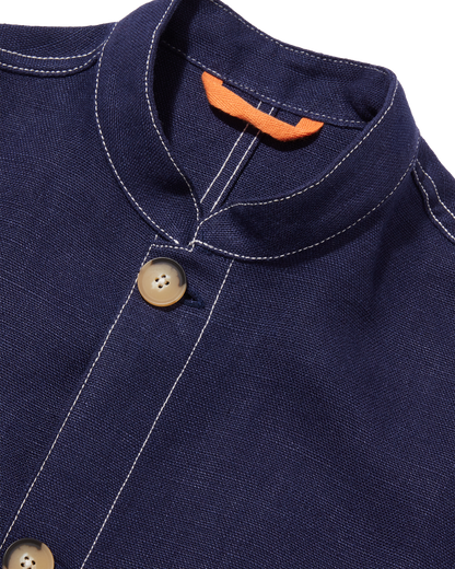 Midweight Linen Travel Jacket Night Blue