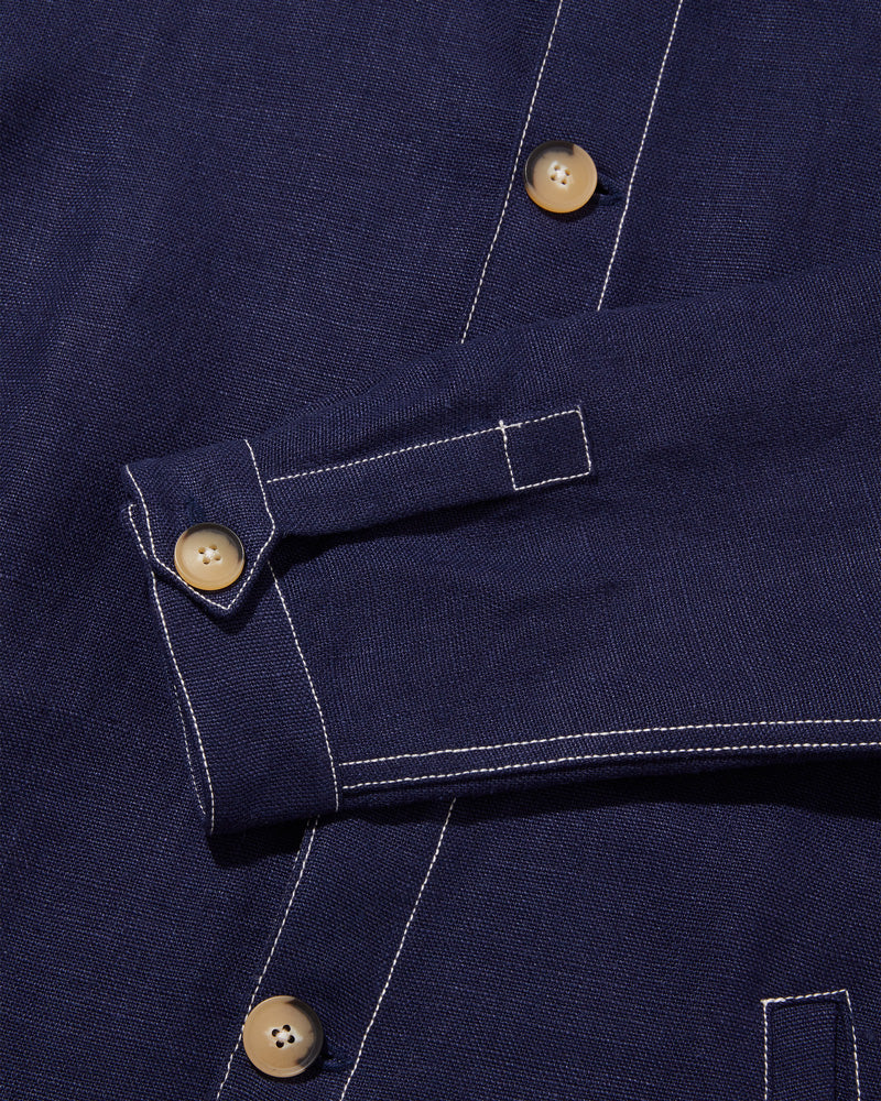 Midweight Linen Travel Jacket Night Blue