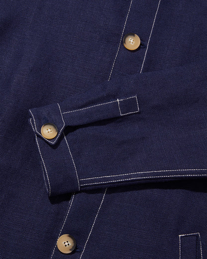 Midweight Linen Travel Jacket Night Blue