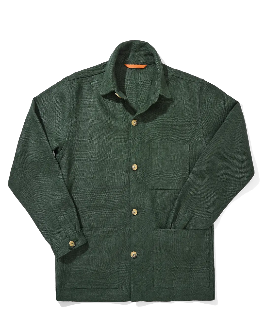 Heavy Linen Railway Jacket Forest Green