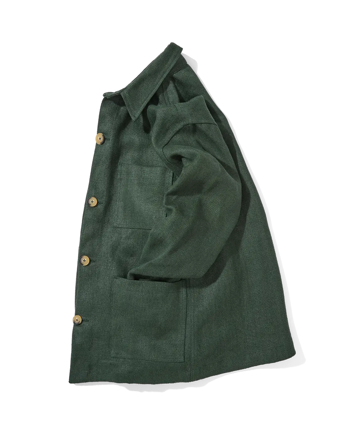 Heavy Linen Railway Jacket Forest Green