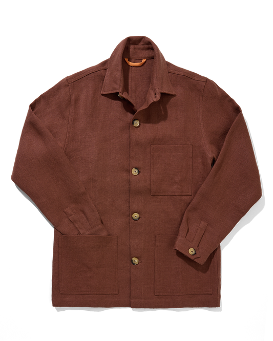 Midweight Linen Railway Jacket Cinnamon