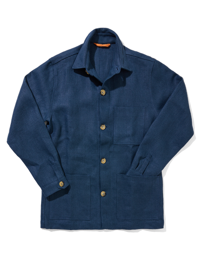Heavy Linen Railway Jacket French Blue