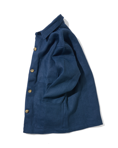 Heavy Linen Railway Jacket French Blue