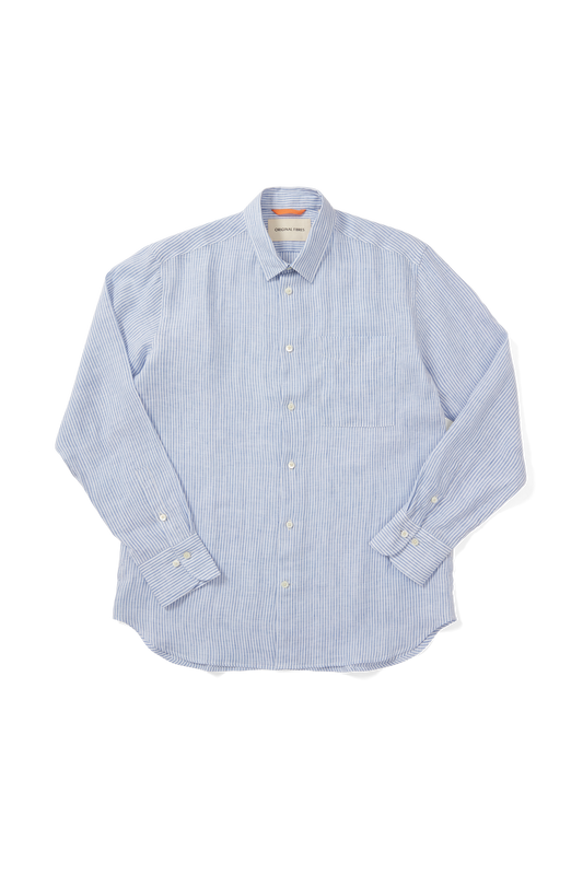 Midweight Linen Signature Shirt Blue Stripe