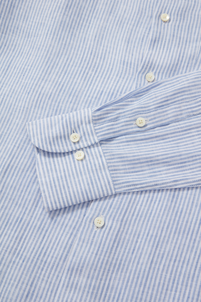 Midweight Linen Signature Shirt Blue Stripe