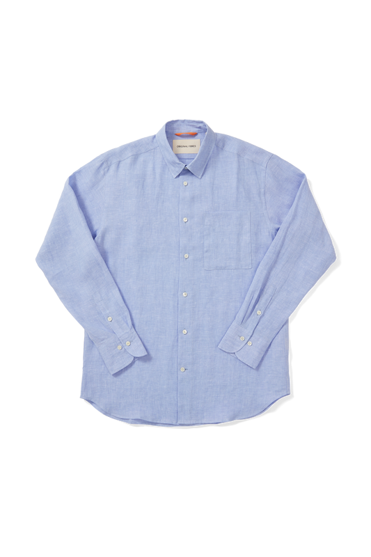 Midweight Linen Signature Shirt Light Blue Yarn-dye