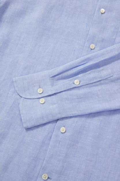 Midweight Linen Signature Shirt Light Blue Yarn-dye